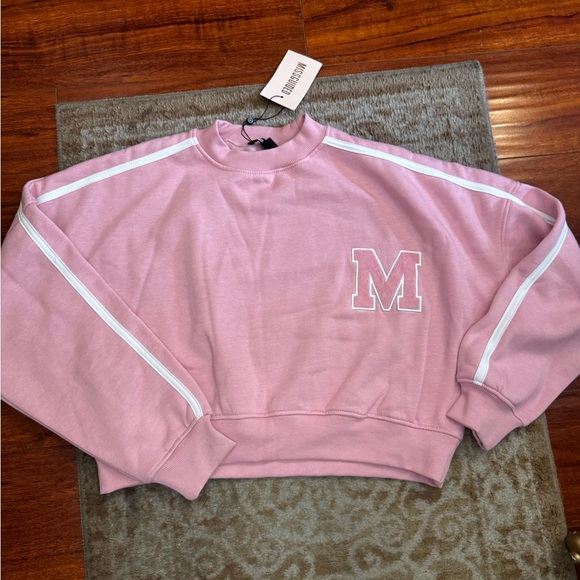 Missguided Sweaters - Pink crop sweater M monogram Missguided cotton fleece cropped round neck